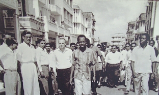 The Rallies along the street of Dar-es-Salaam lead by president against the revolt made in 1964