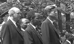 J.K. Nyerere with J.F. Kenney and Dean Rusk during the official visit to the USA in 1976