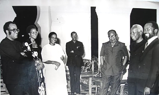 Nyerere and wife Maria receives Samora Machael and Wife at the State House