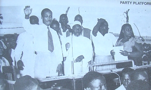 Julius Nyerere with Bibi Titi Mohamed on campaign tours of the country 1957