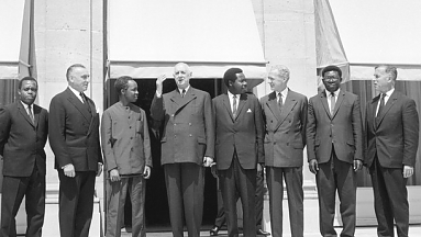 J.K.Nyerere with President Charles de Gaulle on his right in Paris 1965