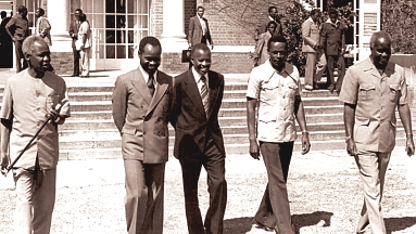 Nyerere (far left) with some leaders of the frontline states